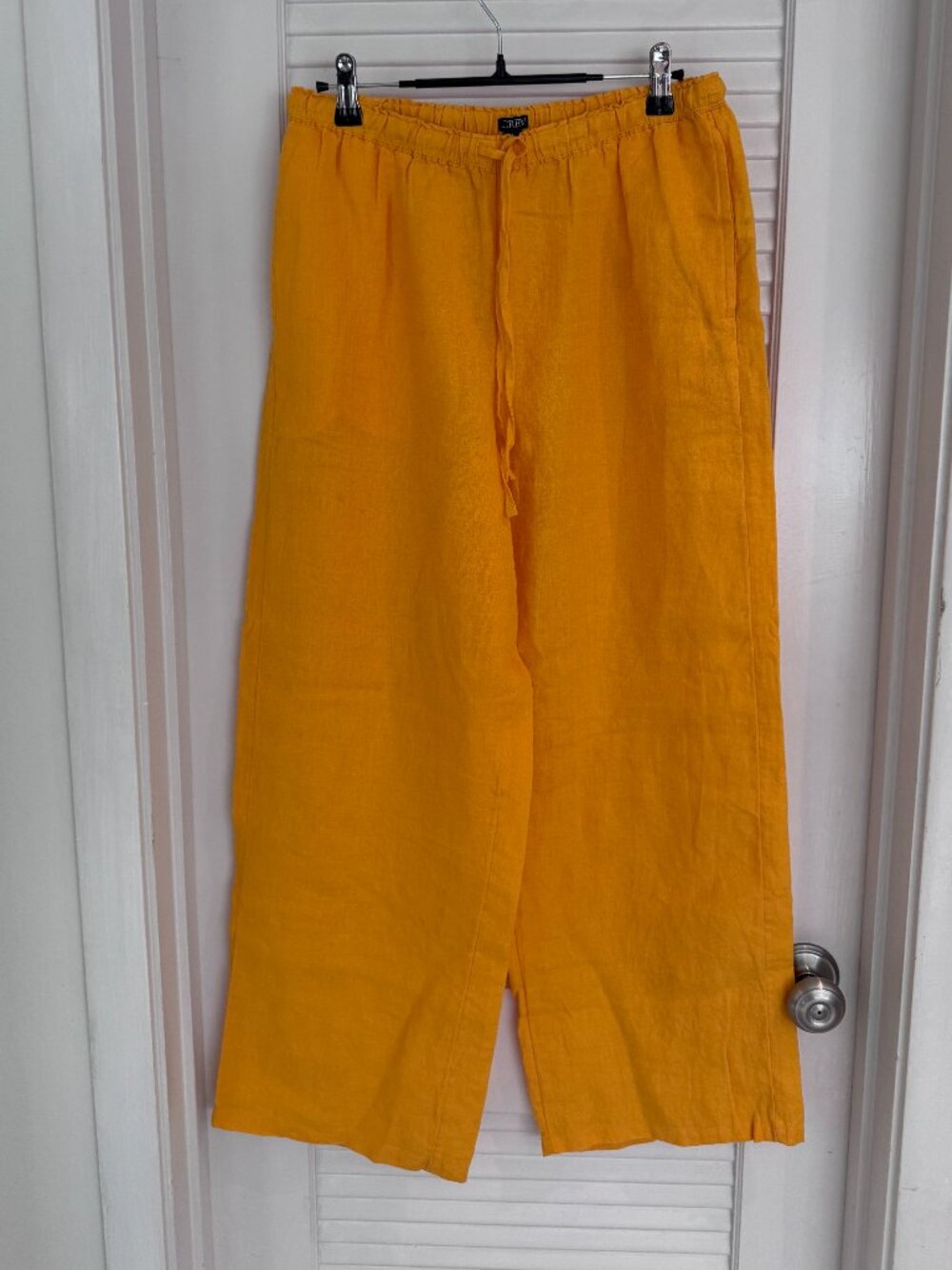 J. Crew Soleil pant in Linen in light orange/yellow